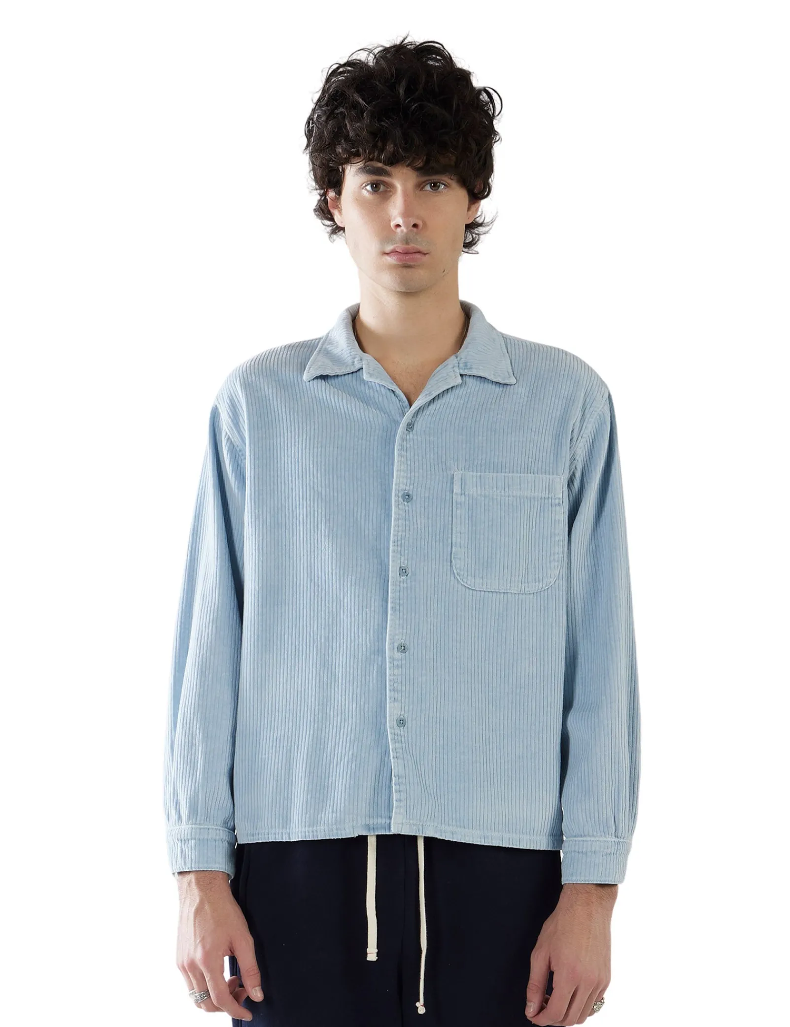 wide_wale_corduroy_ls_cub_0-2.webp Online LES TIEN Wide Wale Corduroy L/S Cuban Shirt Washed Dusty Blue
