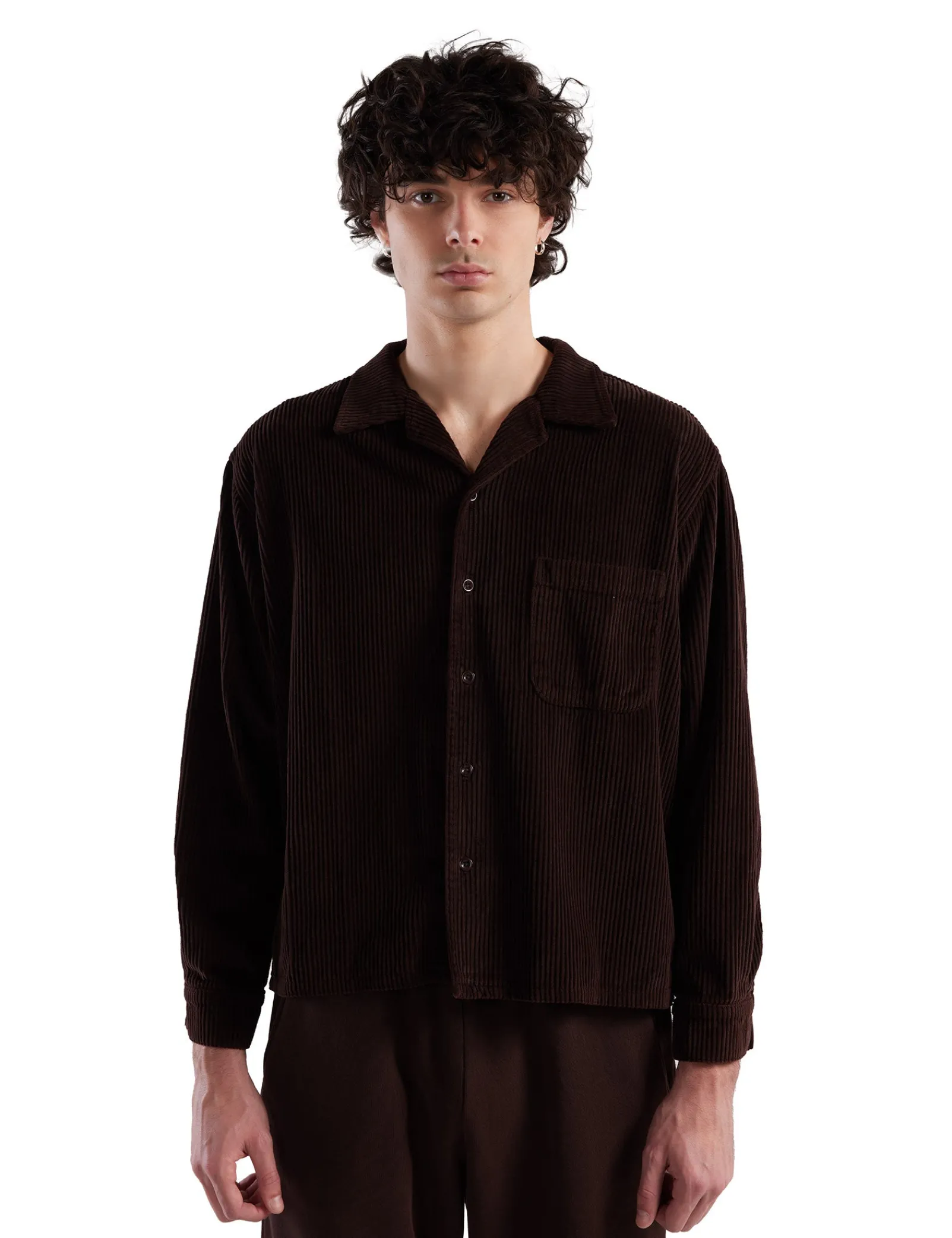 wide_wale_corduroy_ls_cub_0.webp Discount LES TIEN Wide Wale Corduroy L/S Cuban Shirt Brown Fig Stone