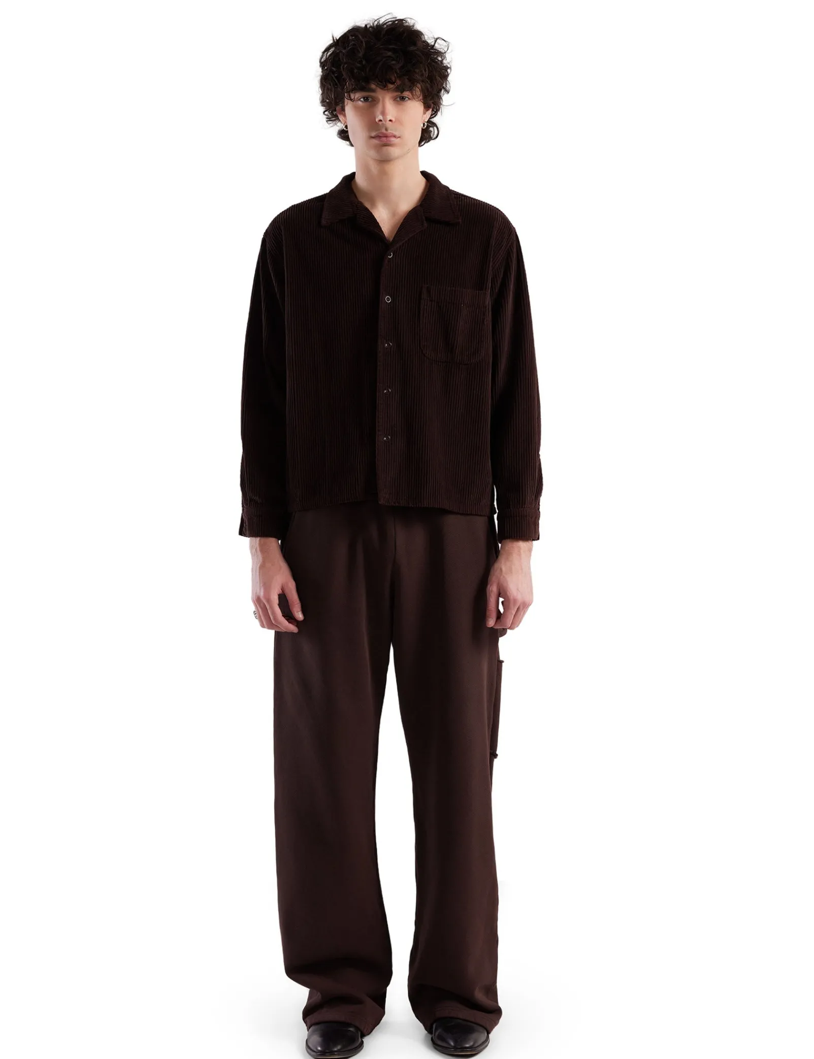 wide_wale_corduroy_ls_cub_1.webp Discount LES TIEN Wide Wale Corduroy L/S Cuban Shirt Brown Fig Stone