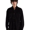Clearance LES TIEN Wide Wale Corduroy Oversized Button Up Black