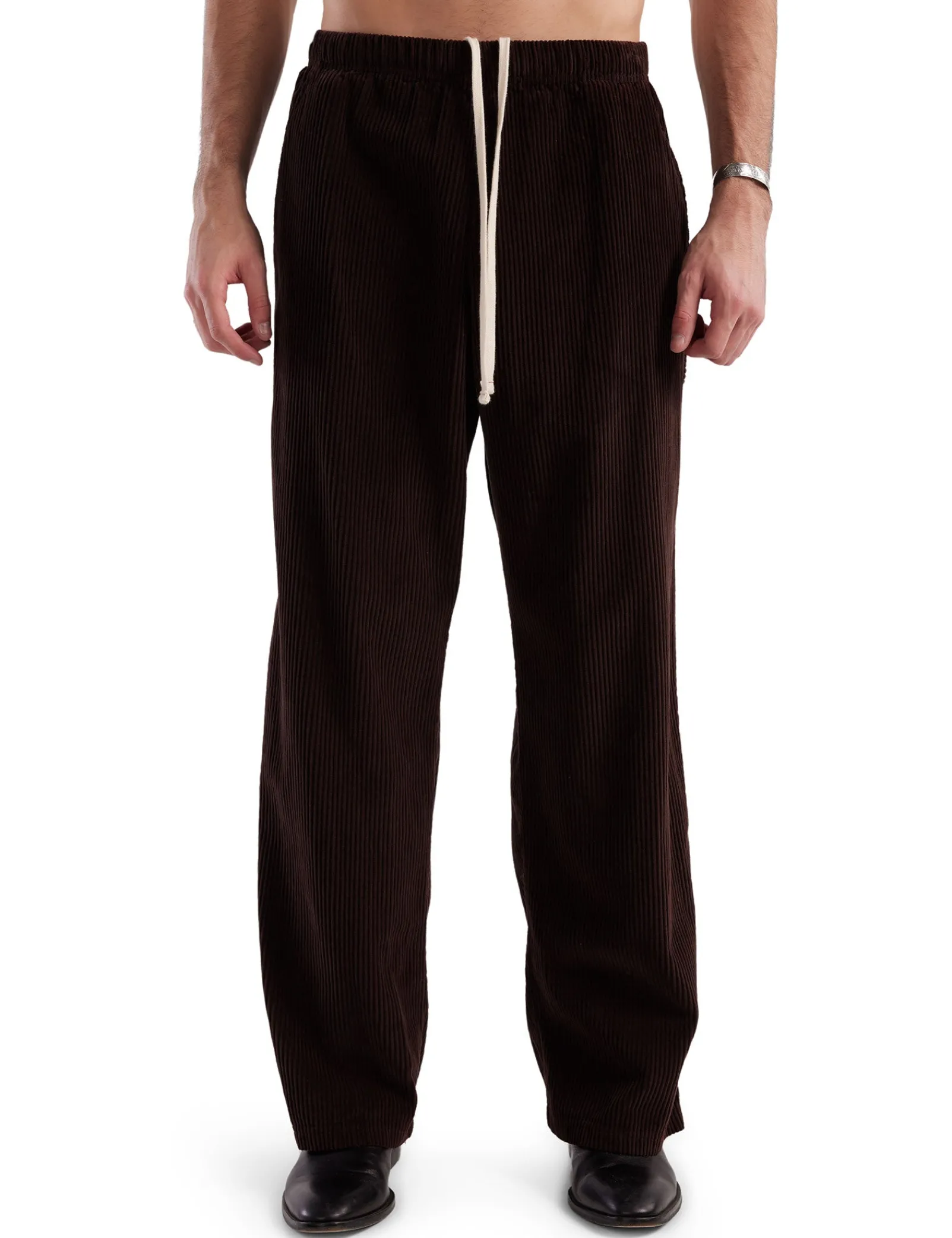wide_wale_corduroy_utilit_0.webp Outlet LES TIEN Wide Wale Corduroy Utility Puddle Pant Brown Fig Stone