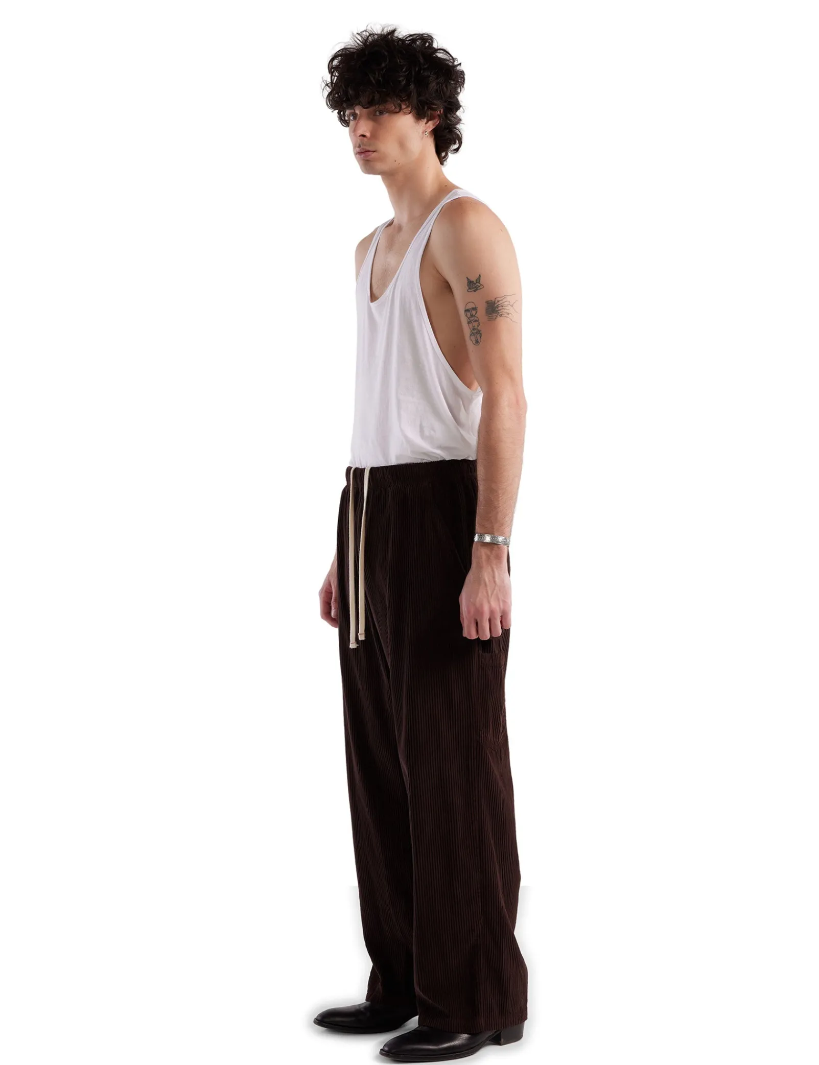 wide_wale_corduroy_utilit_2.webp Outlet LES TIEN Wide Wale Corduroy Utility Puddle Pant Brown Fig Stone