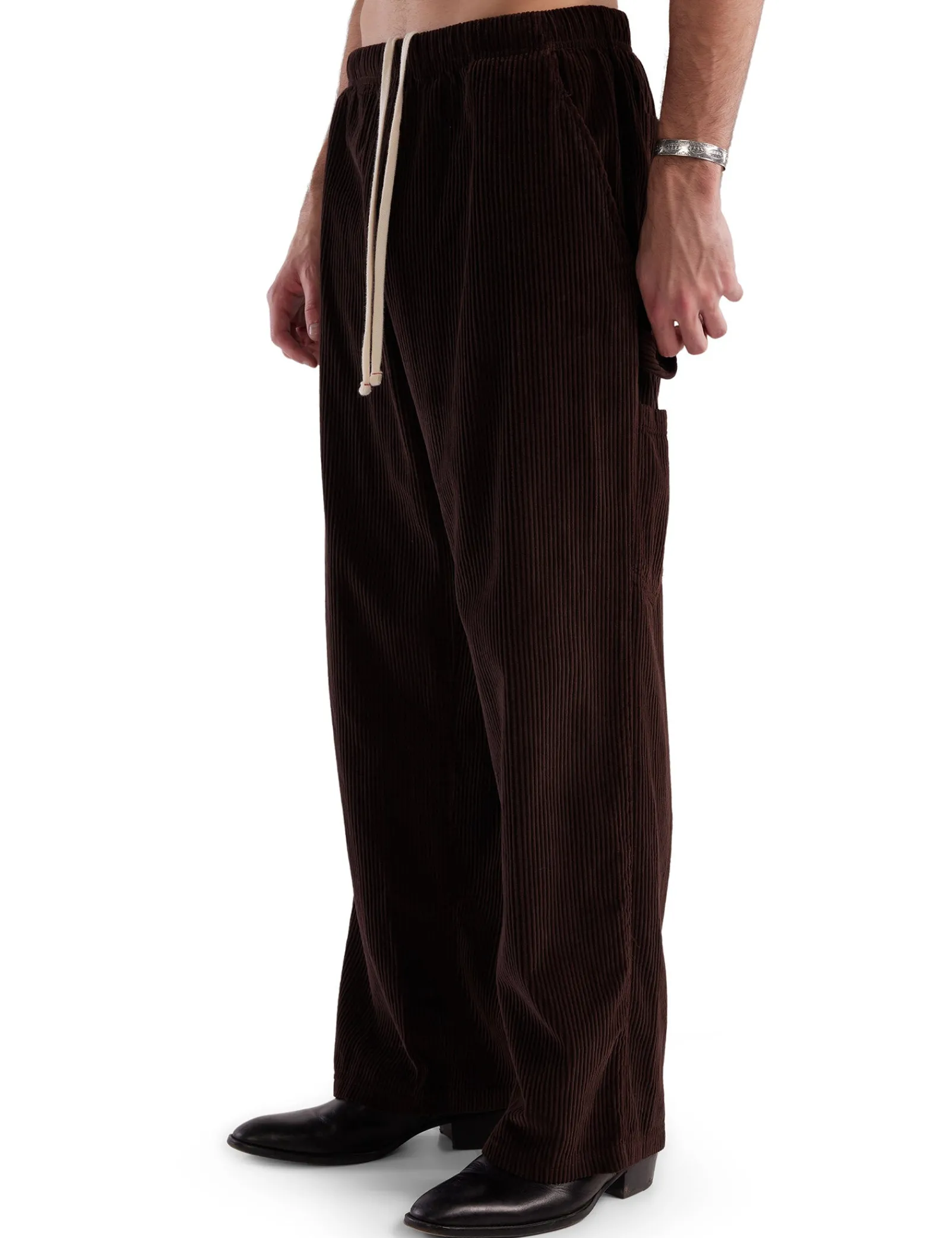 wide_wale_corduroy_utilit_4.webp Outlet LES TIEN Wide Wale Corduroy Utility Puddle Pant Brown Fig Stone