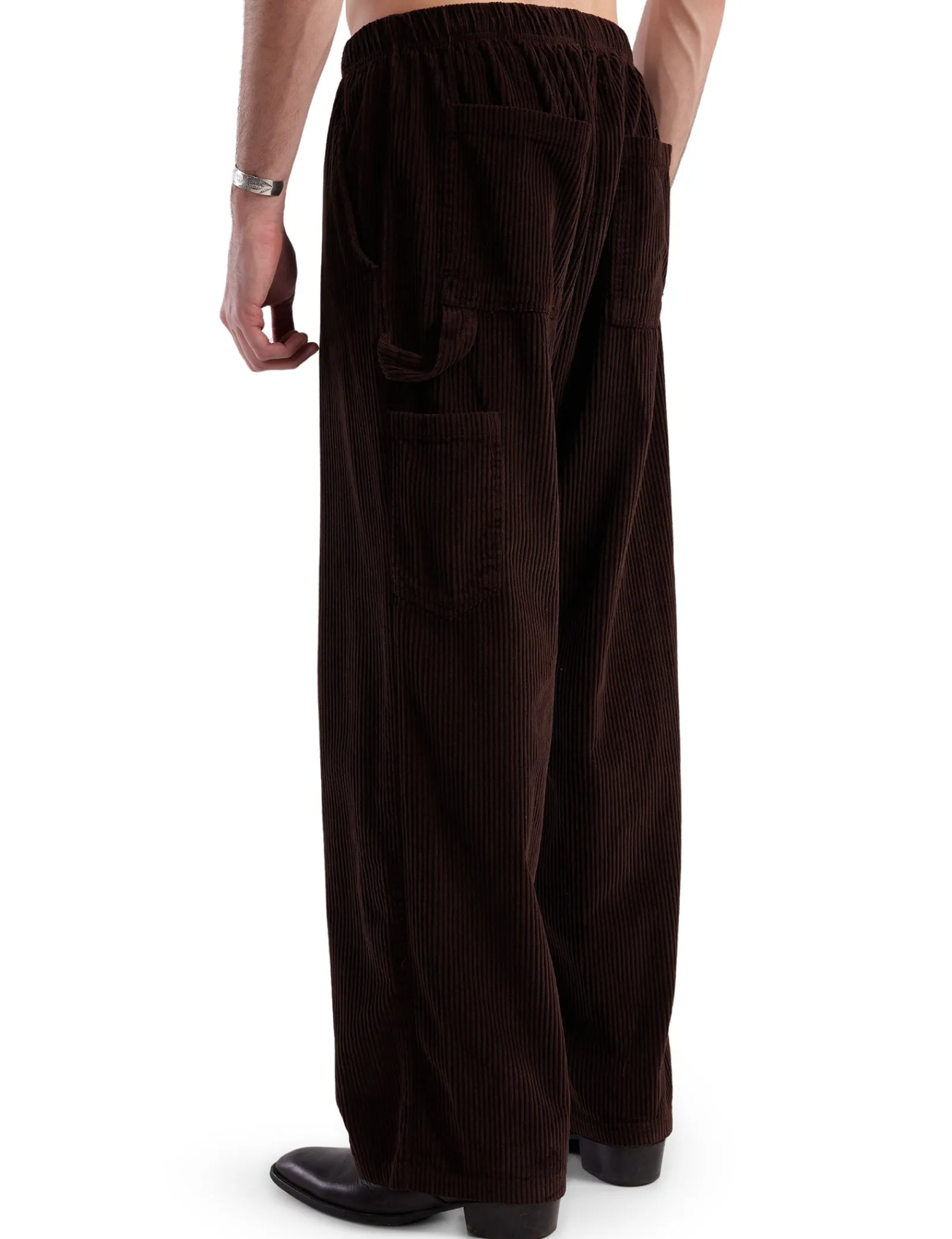 wide_wale_corduroy_utilit_5.webp Outlet LES TIEN Wide Wale Corduroy Utility Puddle Pant Brown Fig Stone