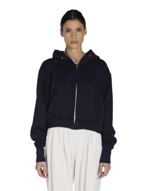 New LES TIEN Zendaya Crop Zip Hoodie Navy