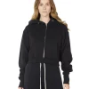 Hot LES TIEN Zendaya Crop Zip Hoodie Jet Black