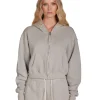 Sale LES TIEN Zendaya Crop Zip Hoodie Heather Grey