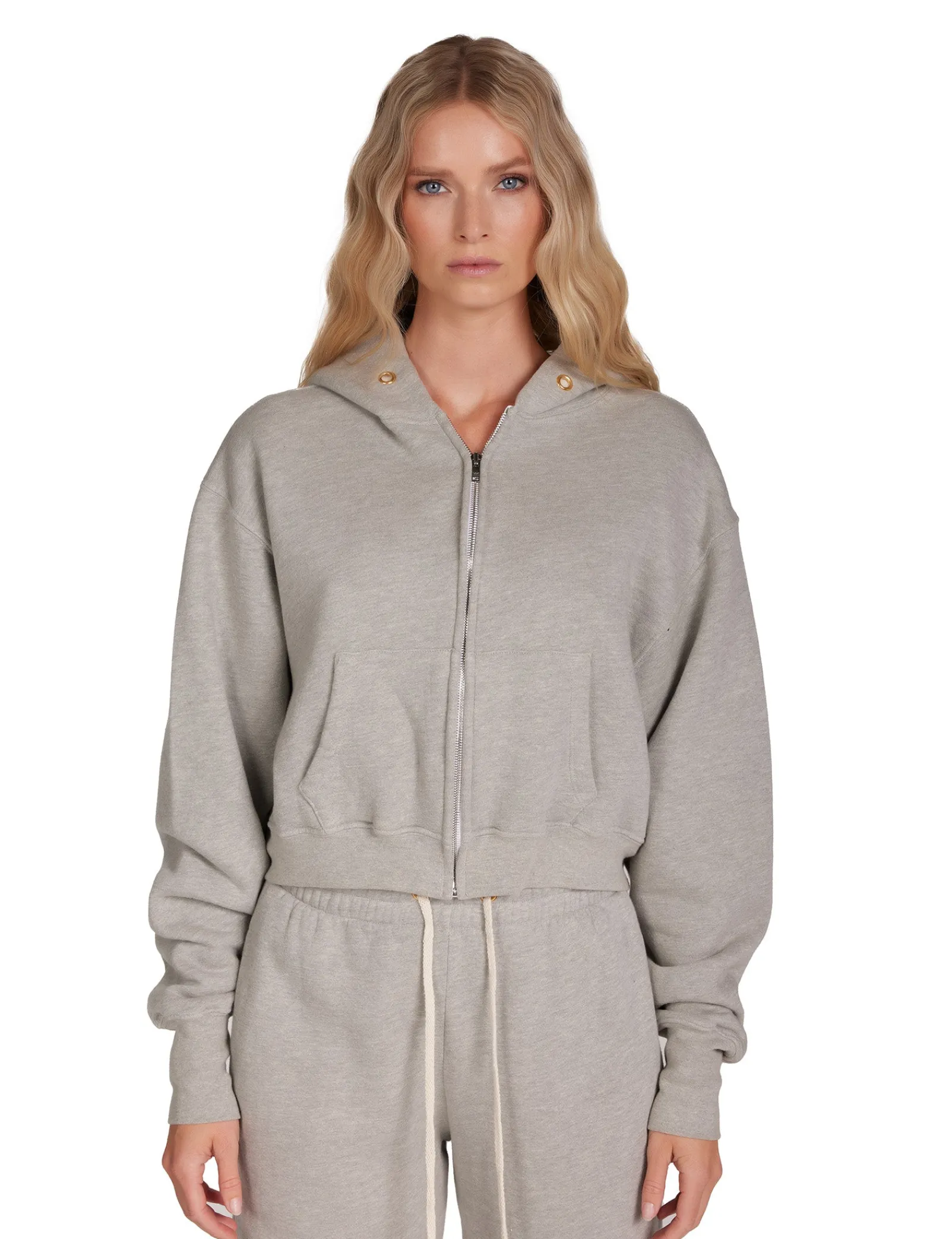 zendaya_crop_zip_hoodie_0-2.webp Sale LES TIEN Zendaya Crop Zip Hoodie Heather Grey