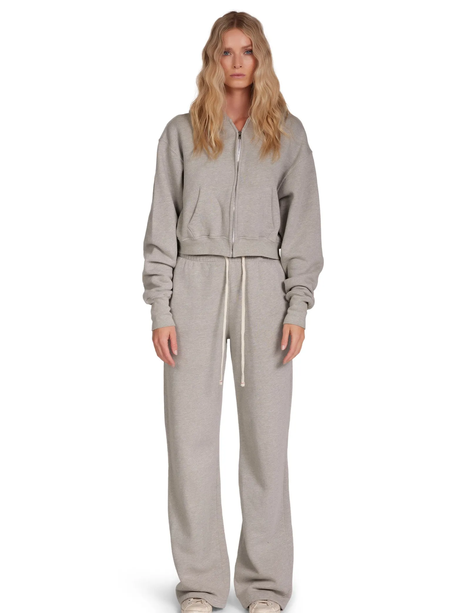 zendaya_crop_zip_hoodie_1-2.webp Sale LES TIEN Zendaya Crop Zip Hoodie Heather Grey